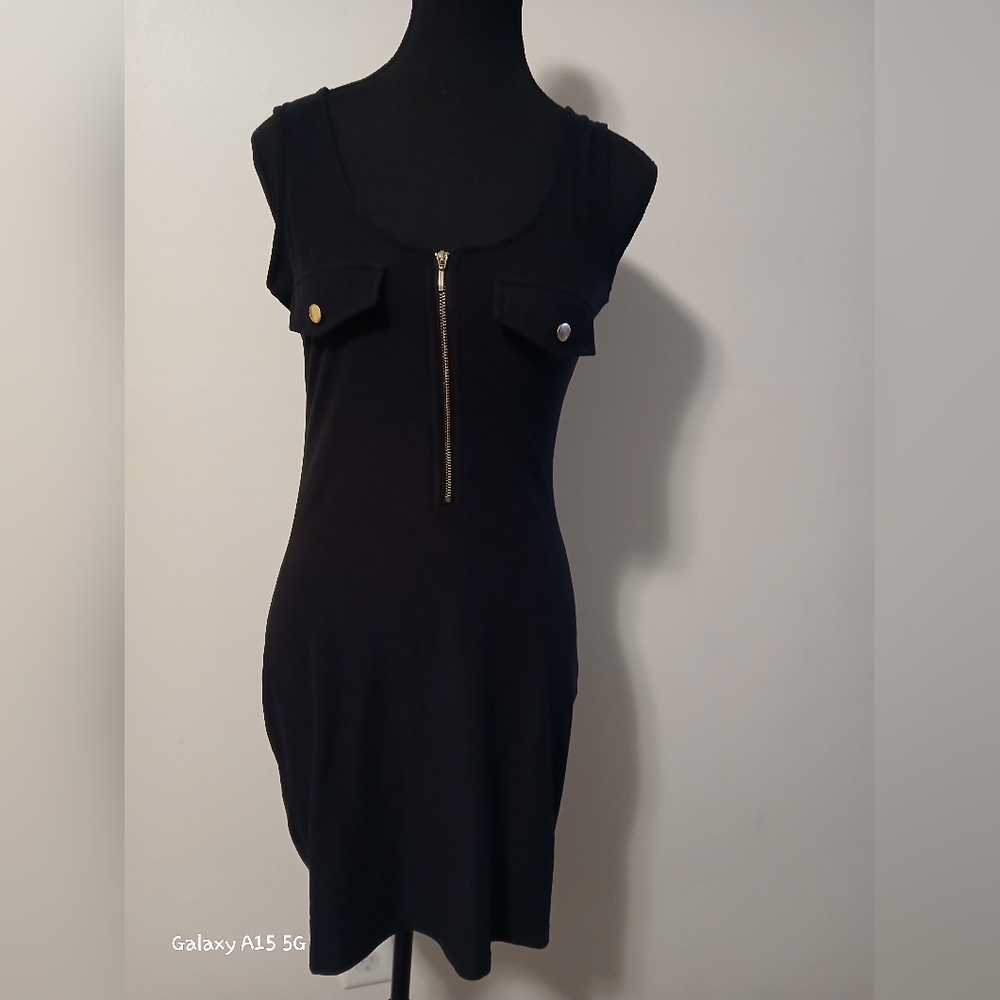 Derek Heart Juniors Black Front Zipper Mini Dress: S